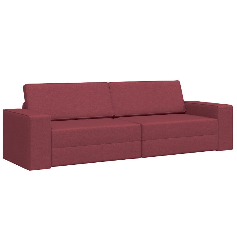 Futon-Sofa-Bett 2-in-1 Burgunderrot 245x150x60.5 cm Stoff