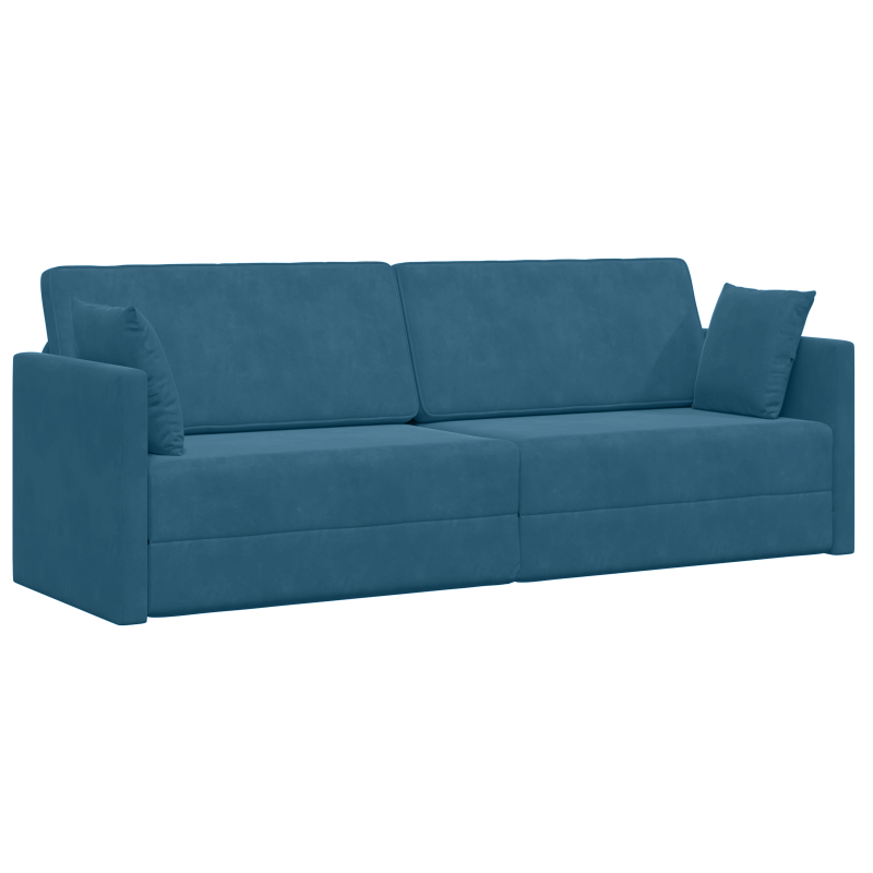 Boden-Sofa-Bett 2-in-1 Blau 213x144x60 cm Samt
