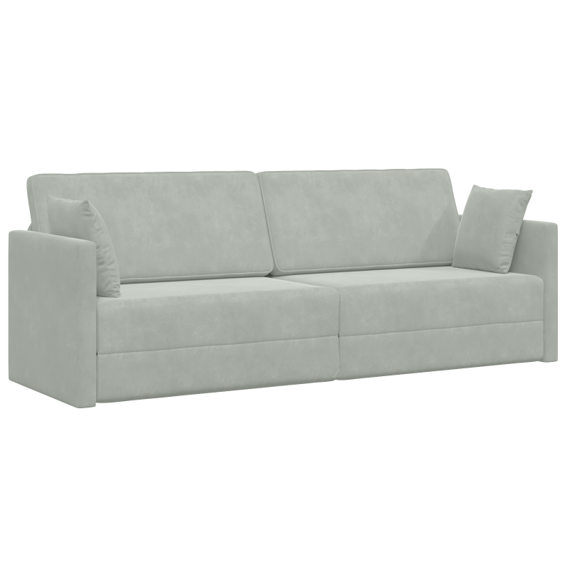 Boden-Sofa-Bett 2-in-1 Hellgrau 213x144x60 cm
