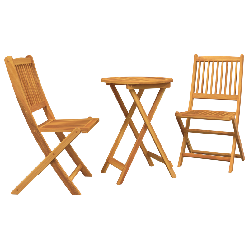 3-teiliges Garten Bistro Set aus massivem Akazienholz