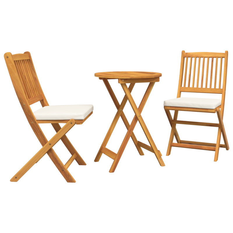 3-teiliges Garten Bistro Set aus solidem Akazienholz