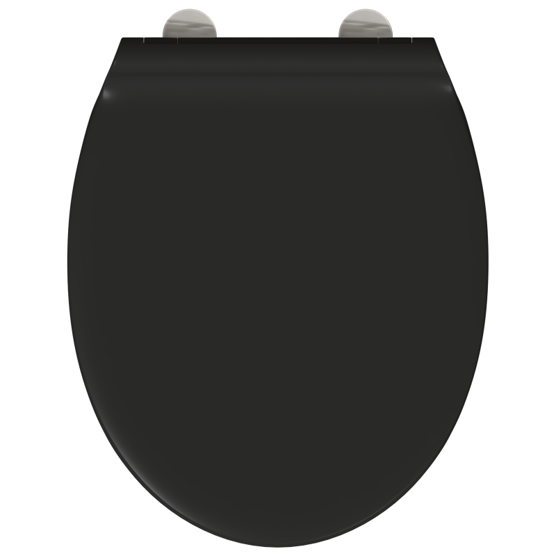 Toilettensitz mit Schnellverschluss und sanftem Schließen aus Duroplast Schwarz