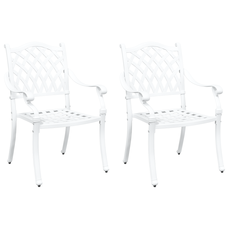 Gartenstühle 2er Set Weiß Guss Aluminium