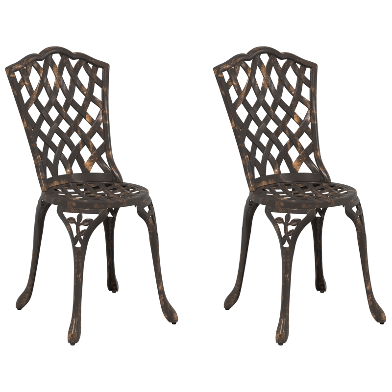 Gartenstühle 2er Set Bronze Gussaluminium
