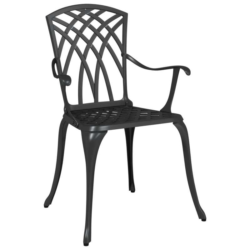 Gartenstühle 2 Stück Schwarz Gussaluminium