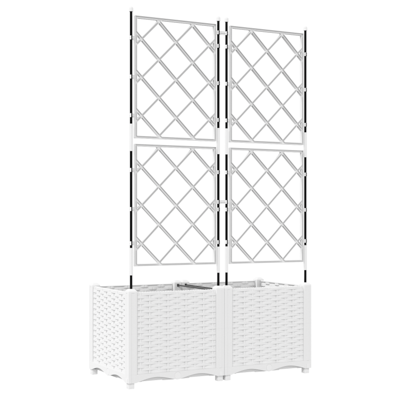 Garten Pflanzer mit Gitter 2 Stück Weiß 80x40x143 cm