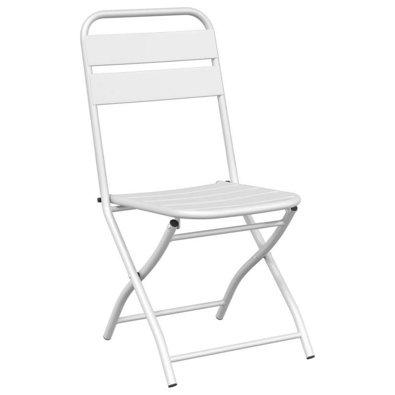 3-teiliges Falt-Bistro-Set Weiß Stahl