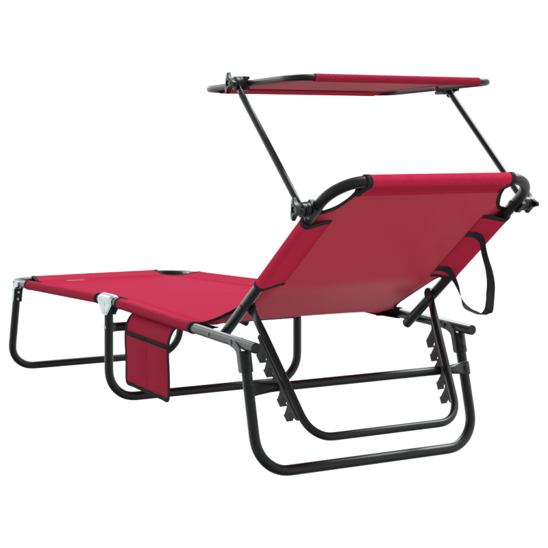 Faltbare Sonnenliege mit Sonnendach Rot 600D Oxford-Stoff