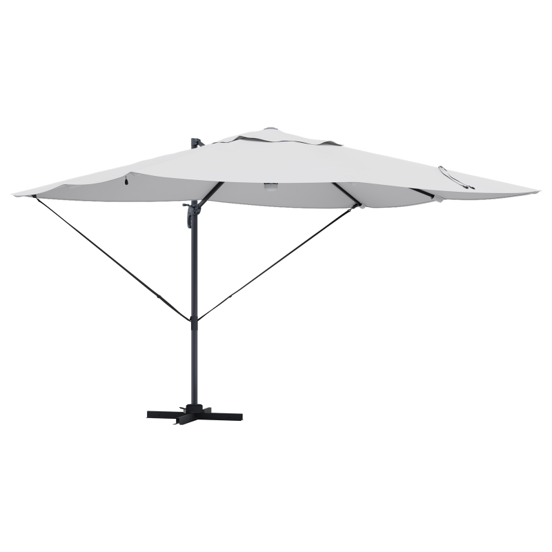 Freischwingender Sonnenschirm Sand Polyester, Aluminium Groß