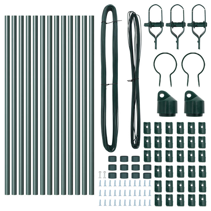 Zaunpfosten 13 Stück Grün Ø32 mm 100 cm Galvanisiertes Stahl