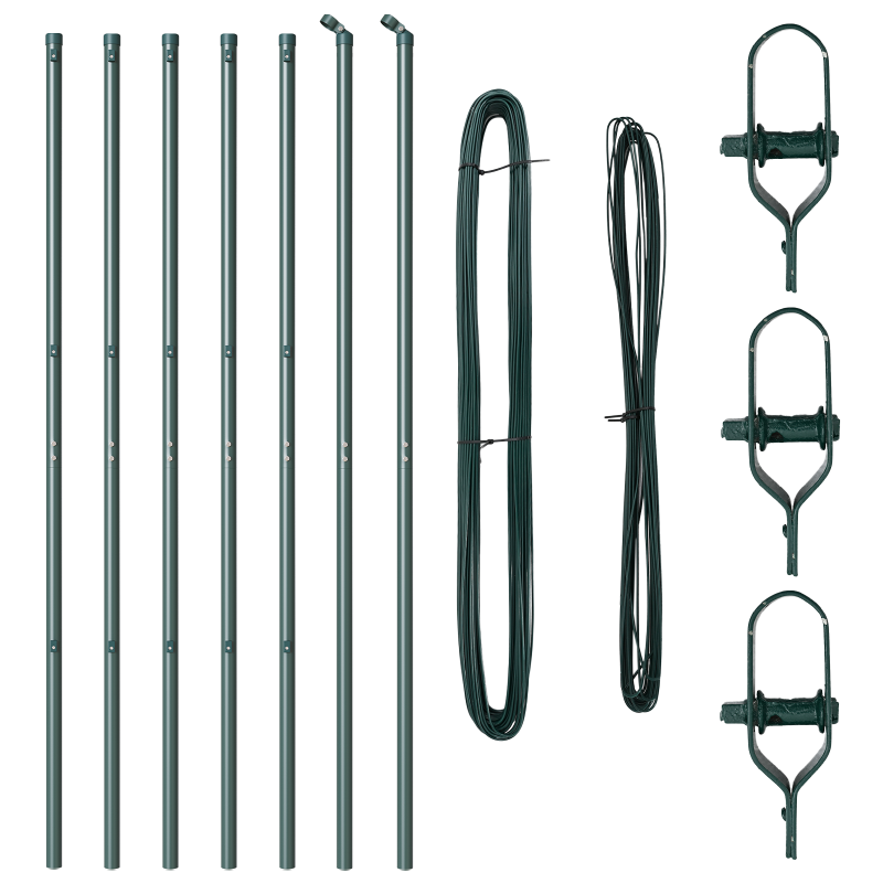 Zaunpfosten 7 Stück Grün Ø32 mm 170 cm Verzinkter Stahl