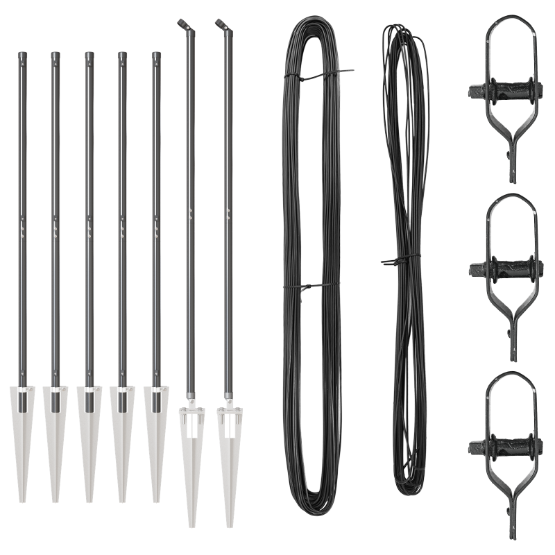 Zaunpfosten mit Spitze 7 Stück Ø32 mm 180 cm Verzinkter Stahl