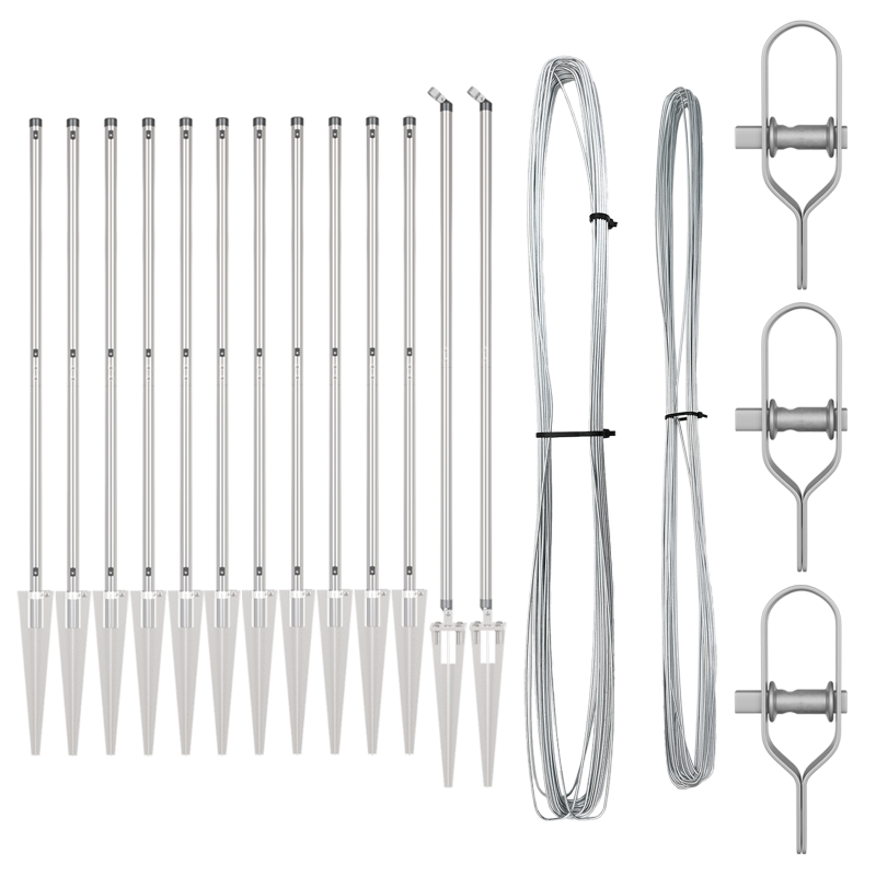 Zaunpfosten mit Spike 13 Stück Ø32 mm 140 cm Verzinkter Stahl