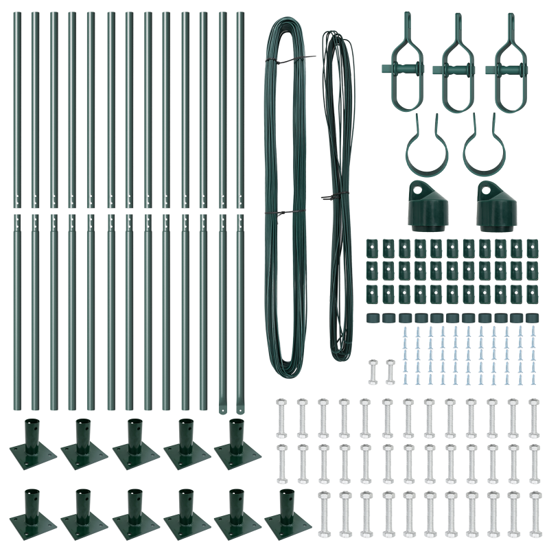 Zaunpfosten mit Grundplatten 13 Stk Ø32mm 83,5cm Galvanisiertes Stahl
