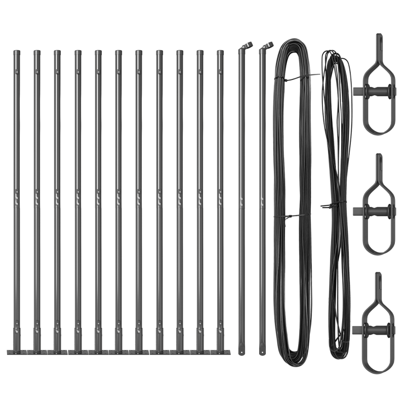 Zaunpfosten mit Fußplatten 13 Stück Ø32mm 83,5cm verzinkter Stahl