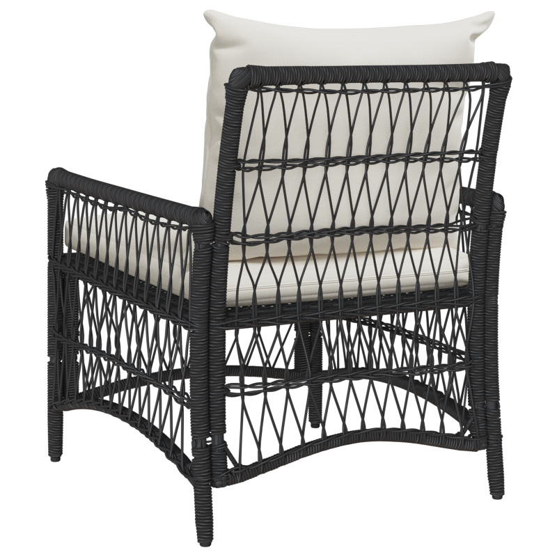 Gartenstuhl mit Kissen Schwarz 60x70x78 cm Poly Rattan