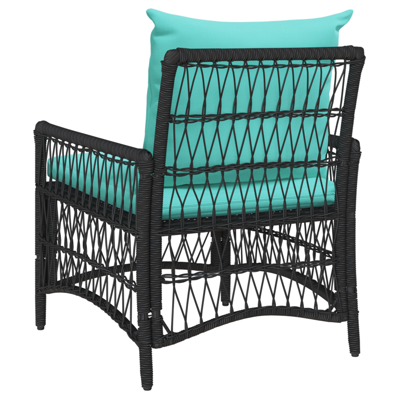 Gartenstuhl mit Kissen Schwarz 60x70x78 cm Poly Rattan