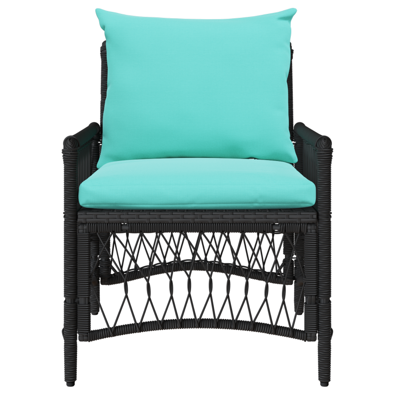 Gartenstuhl mit Kissen Schwarz 60x70x78 cm Poly Rattan