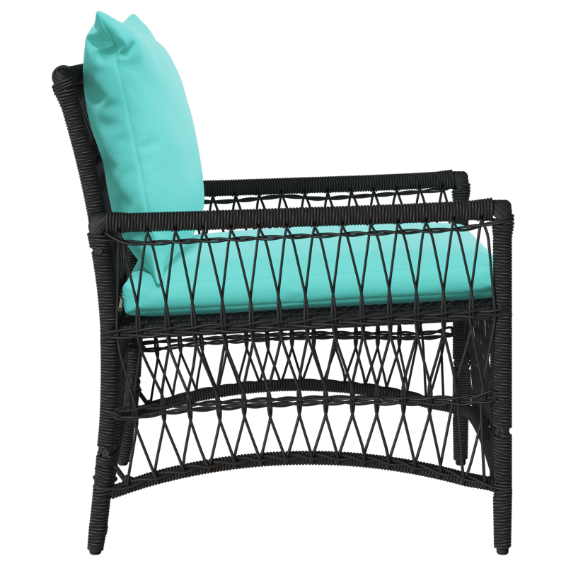 Gartenstuhl mit Kissen Schwarz 60x70x78 cm Poly Rattan