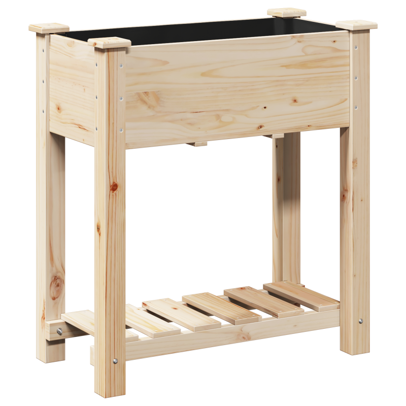 Gartenpflanzer mit Regal 71x37x76 cm aus solidem Kiefernholz