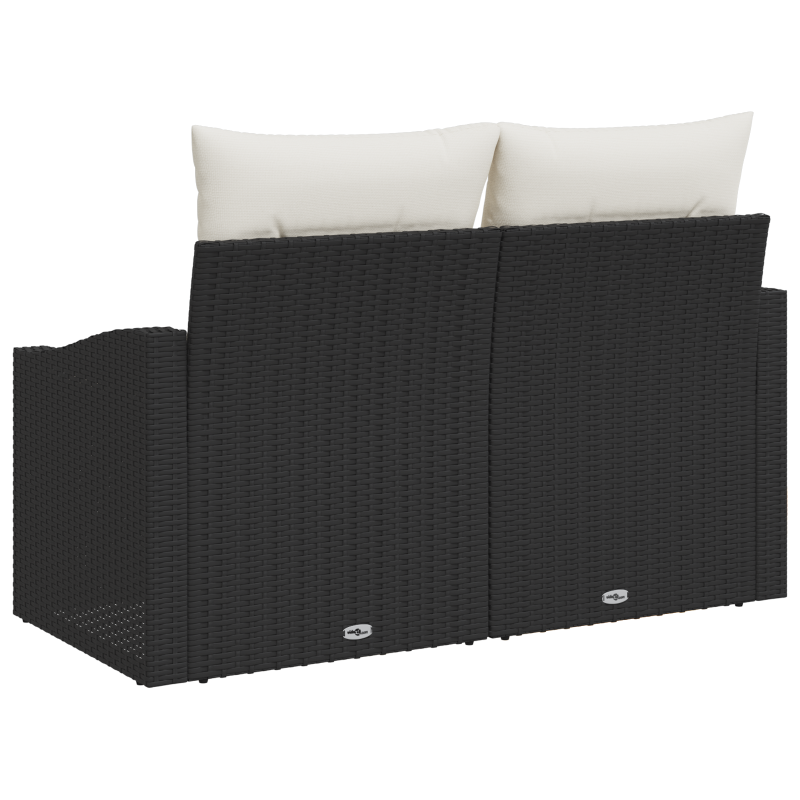 2-Sitzer Gartenbank mit Stauraum und Kissen Schwarz Poly Rattan