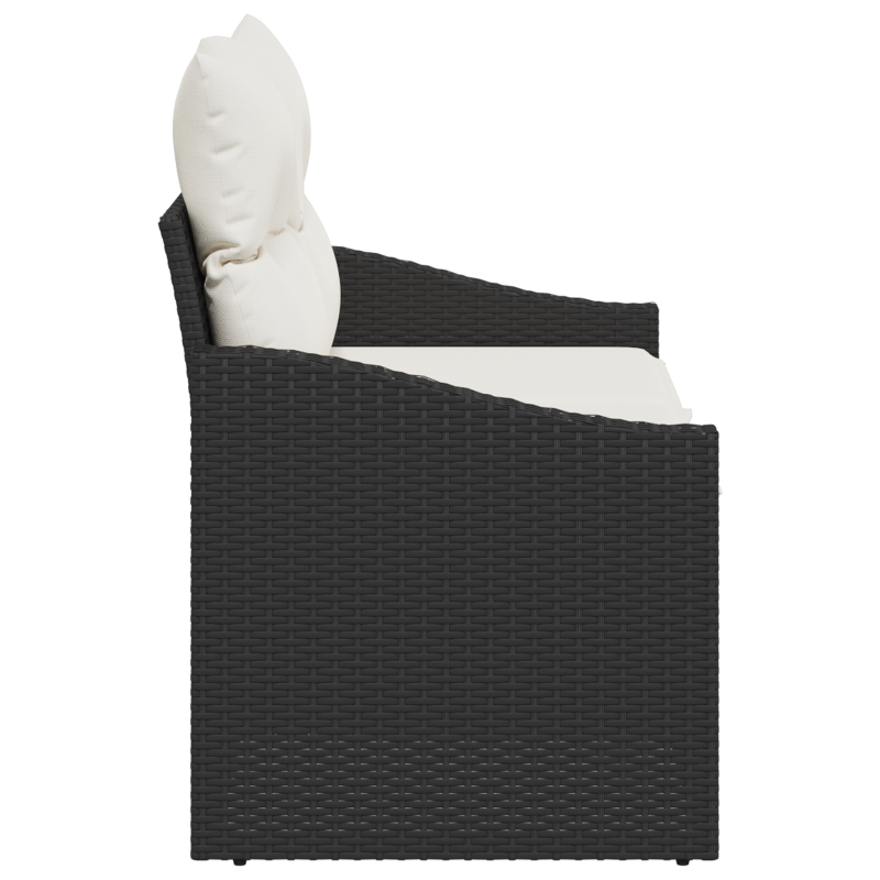 2-Sitzer Gartenbank mit Stauraum und Kissen Schwarz Poly Rattan