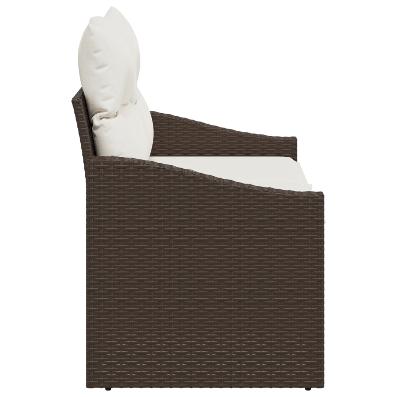 2-Sitzer Gartenbank mit Stauraum & Kissen Braun Poly Rattan