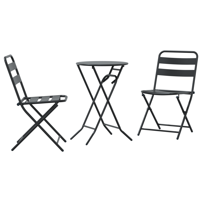 3-teiliges faltbares Bistro Set Anthrazit Stahl