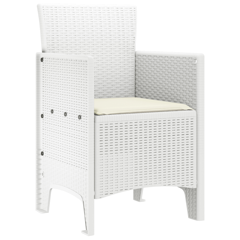 Gartenstühle mit Kissen 2 Stück Weiß Poly Rattan