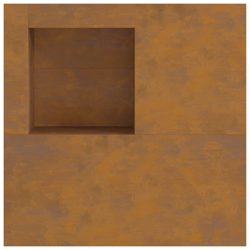 Feuerstelle mit Holzlager 100x100x30 cm Wetterstahl