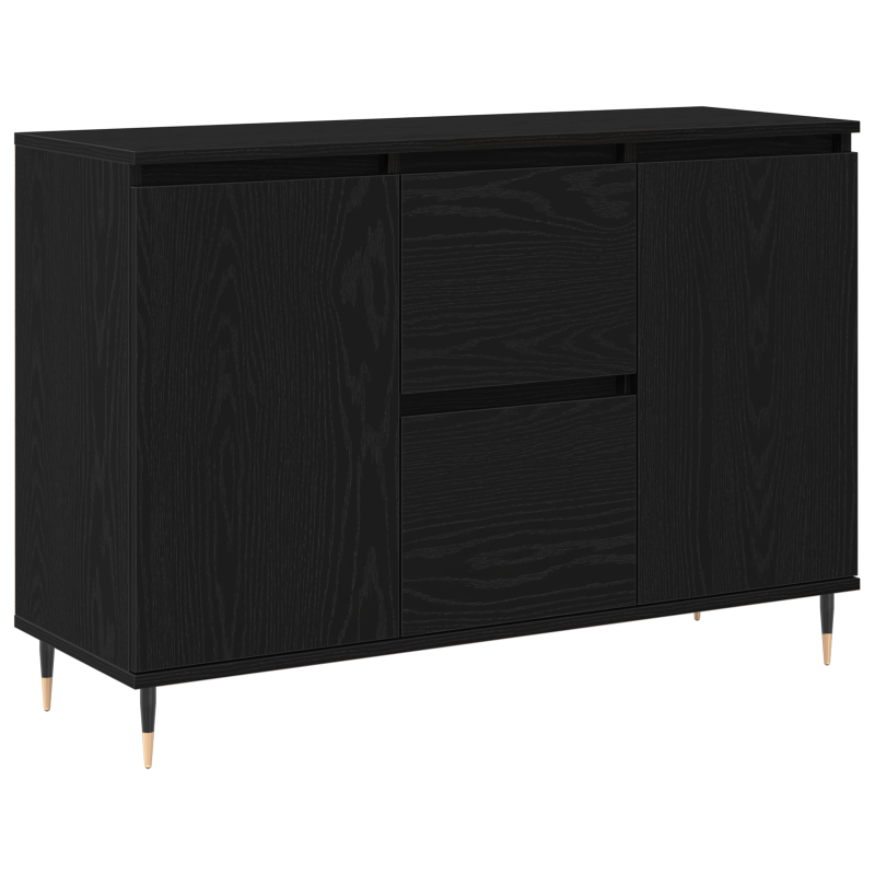 Sideboard mit Türen & Schubladen Schwarz Eiche 101,5x35x70 cm