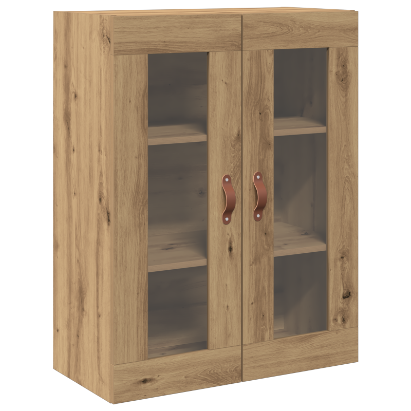 Wandmontierter Schrank mit Glastüren Artisan Eiche 69,5x34x90 cm