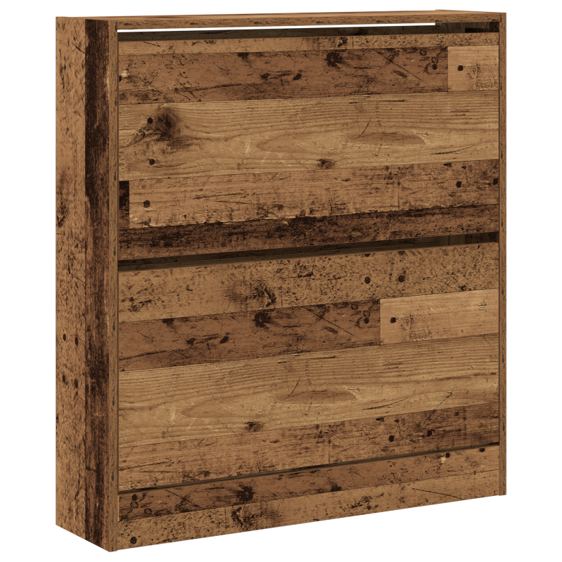 Schuhschrank mit Klappenfach Altholz 80x21x87,5 cm