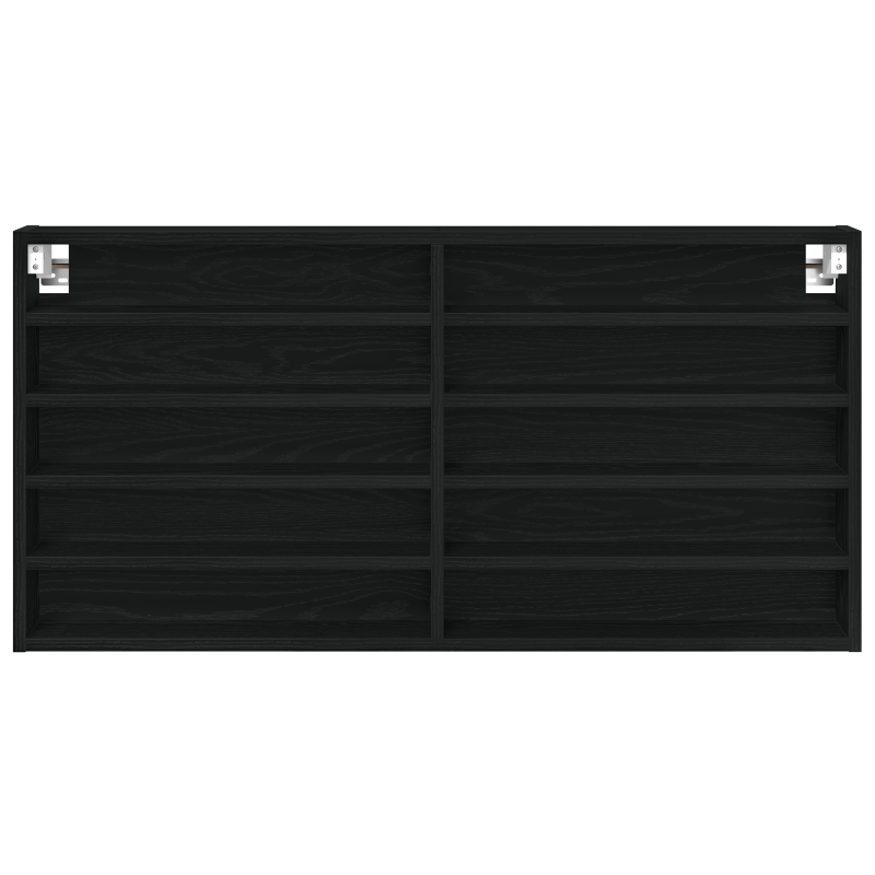 Wandmontierter Vitrinenschrank Schwarzer Eichenholzwerkstoff