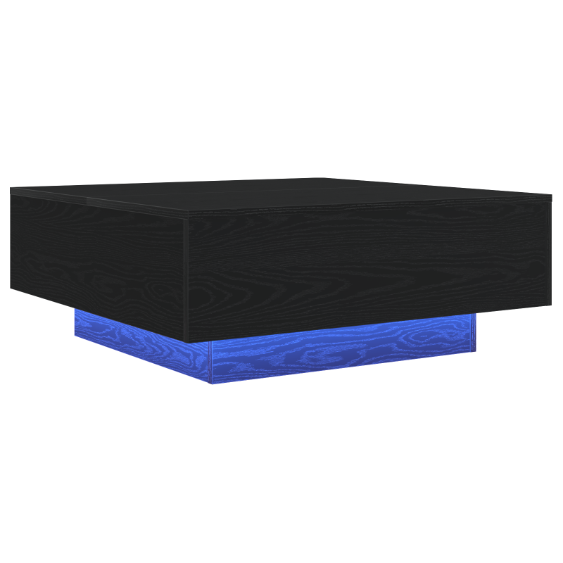 Couchtisch mit LED-Lichtern Schwarz Eiche 80x80x31 cm