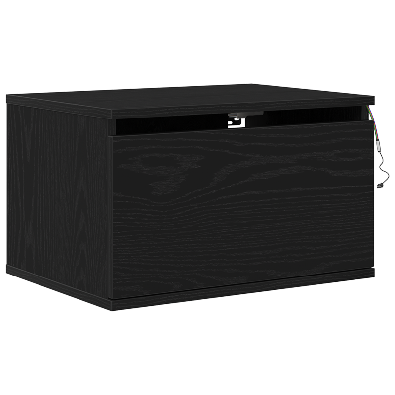 Nachttisch mit LED Wandmontage Schwarze Eiche 50x36x30 cm