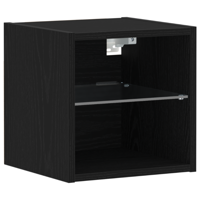LED TV Schrank Schwarz Eichenoptik 30x28,5x30 cm Holzwerkstoff