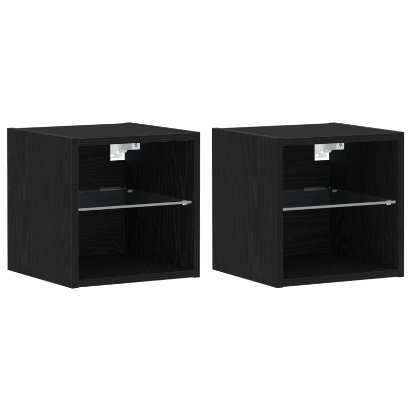 LED TV Schrank 2 Stück Schwarz Eiche 30x28,5x30 cm Holzwerkstoff