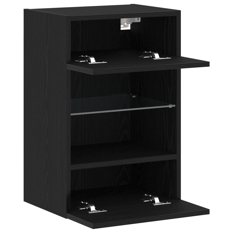 LED TV-Schrank 2 Stück Schwarz Eiche 40x30x60,5cm Werkstoff