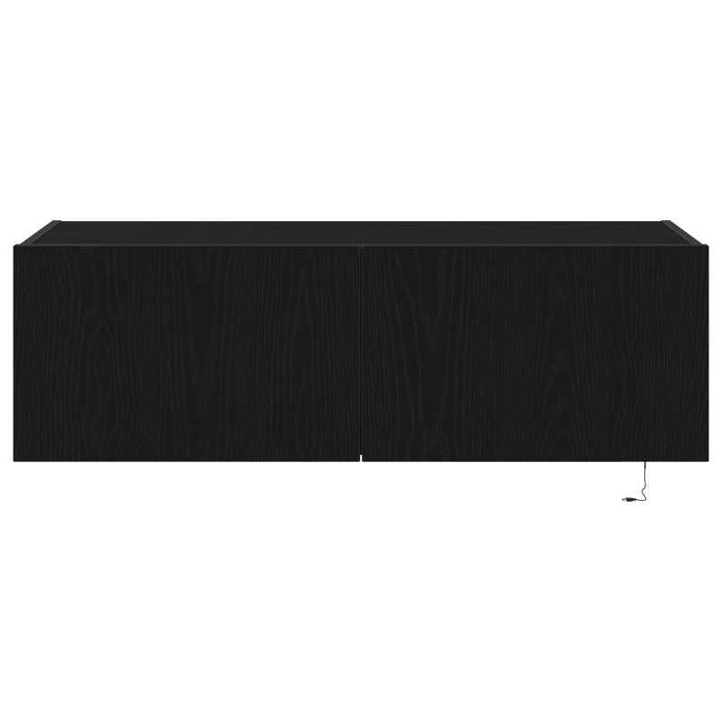 TV-Wandregal mit LED-Lichtern Schwarz Eiche 100x35x31 cm