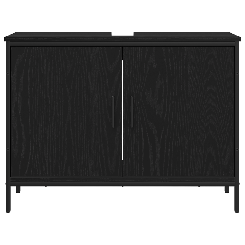 Waschbeckenunterschrank Schwarzes Eichenholz 80x30x60 cm Hergestelltes Holz