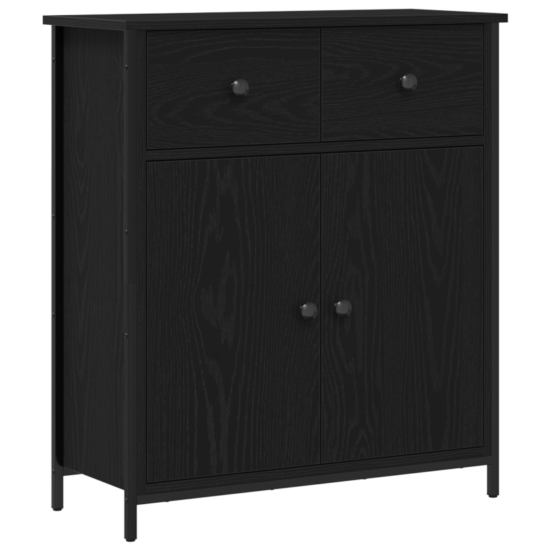 Sideboard Schwarze Eiche 70x30x80 cm Holzwerkstoff und Stahl