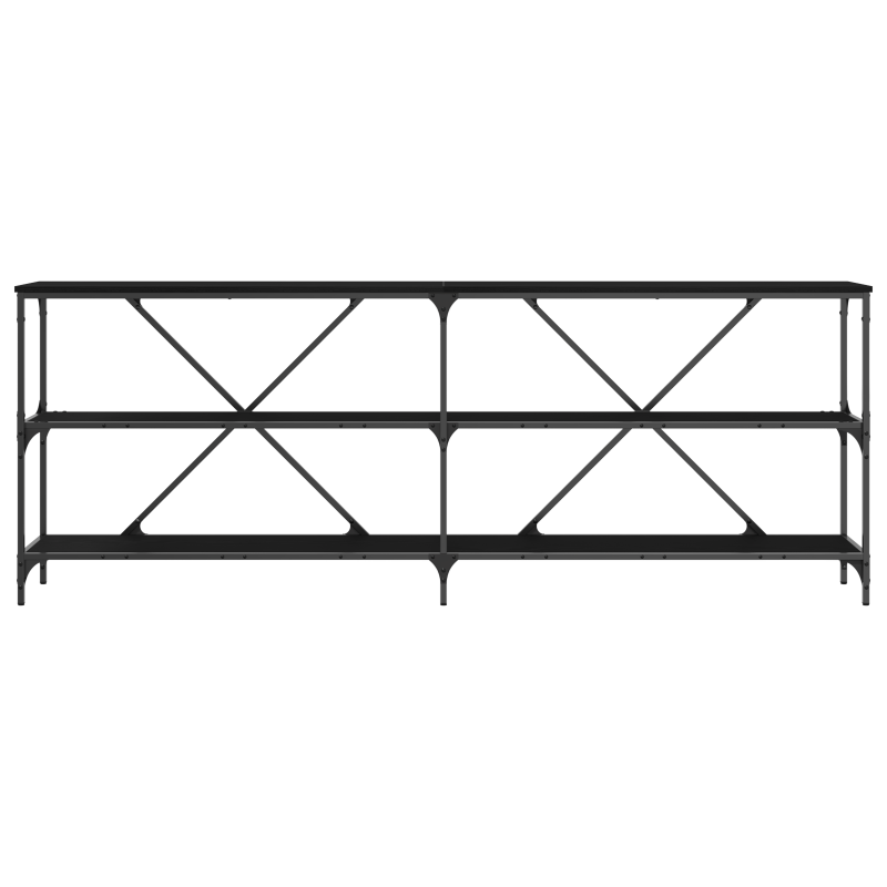 Konsolentisch Schwarz Eiche 200x30x75 cm aus Spanplatte und Stahl