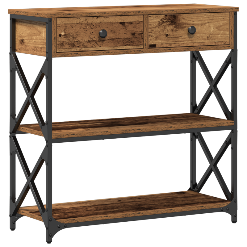 Konsolentisch Altholz 75x28x75 cm Holzwerkstoff und Stahl