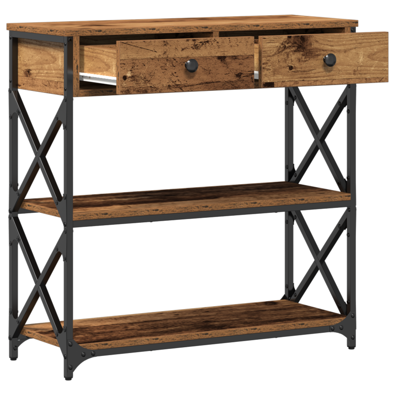 Konsolentisch Altholz 75x28x75 cm Holzwerkstoff und Stahl