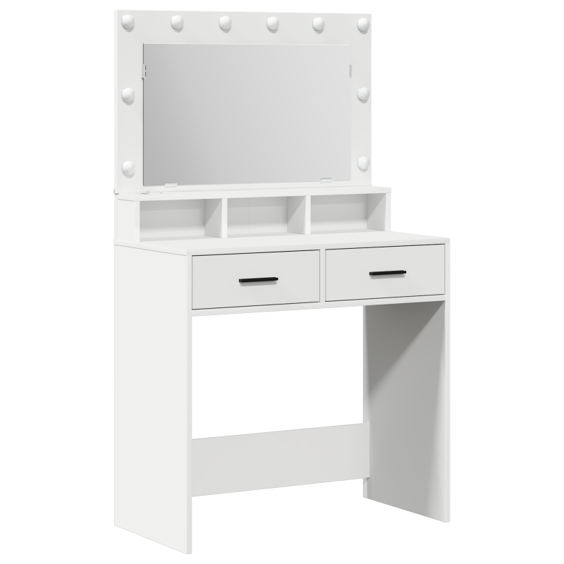 Schminktisch mit LED-Lichtern, Weiß, 79x41x135 cm