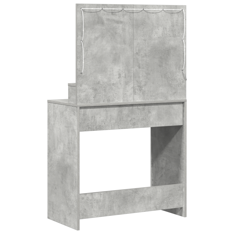 Schminktisch mit LED-Lichtern in Beton Grau 79x41x135 cm