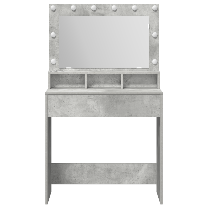 Schminktisch mit LED-Lichtern in Beton Grau 79x41x135 cm