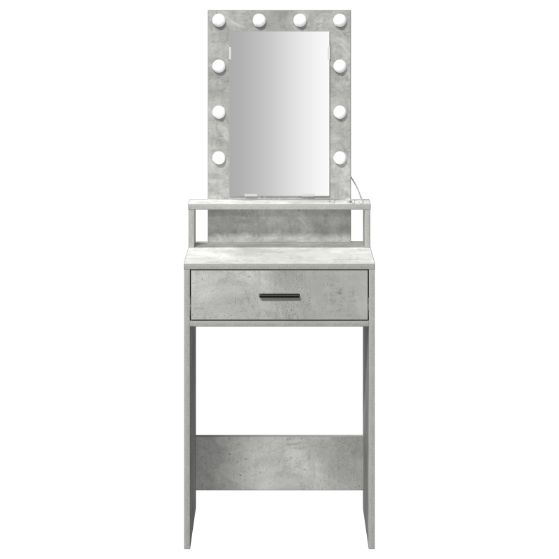 Schminktisch mit LED-Lichtern Beton-Grau 50x41x140 cm