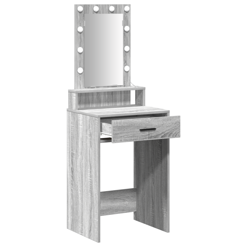 Schminktisch mit LED-Lichtern in Grau Sonoma, 50x41x140 cm